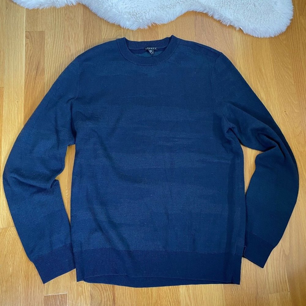 Theory Mens Sweater  Navy Green Size Small L Wool